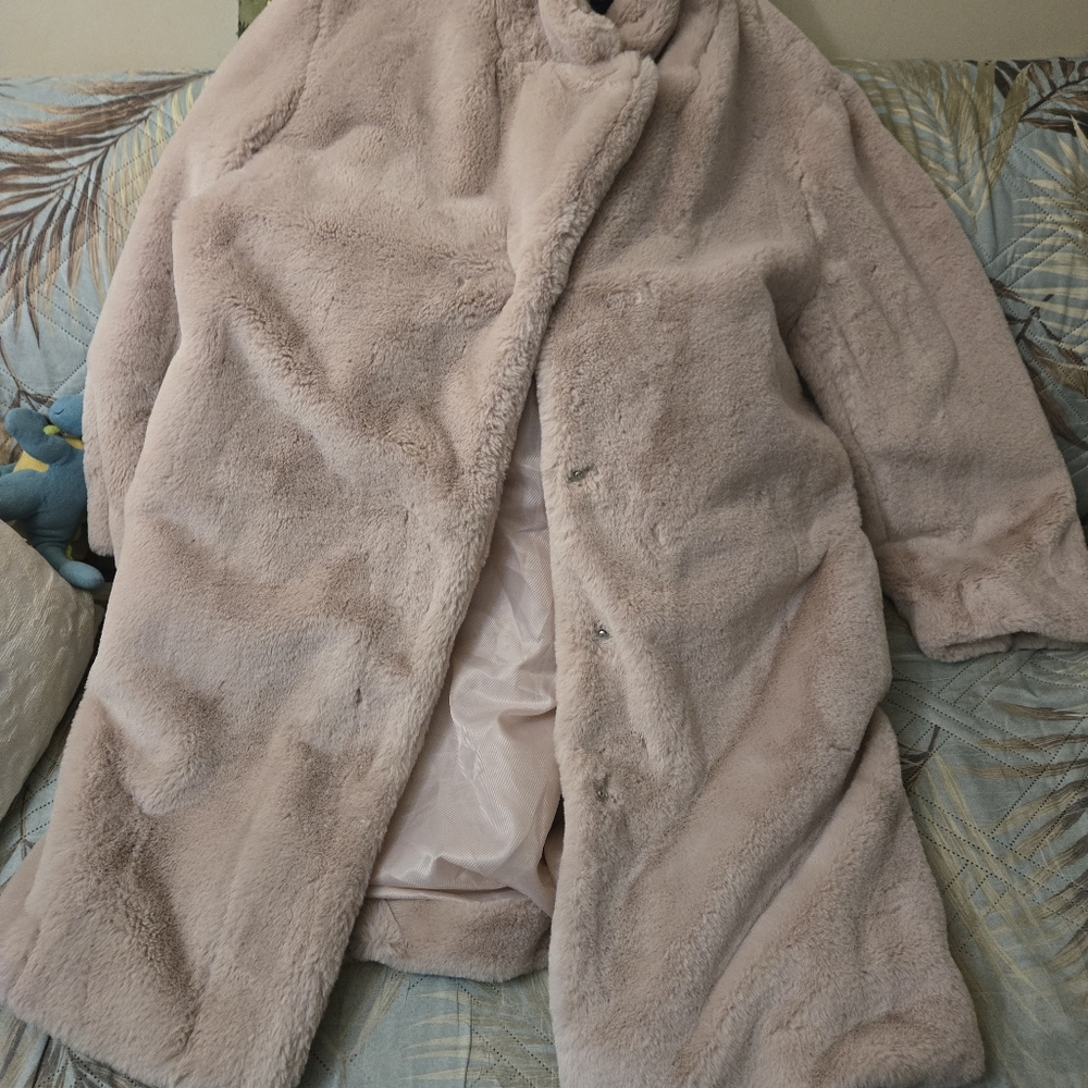 Elegant Pink Faux Fur Coat 24" PTP